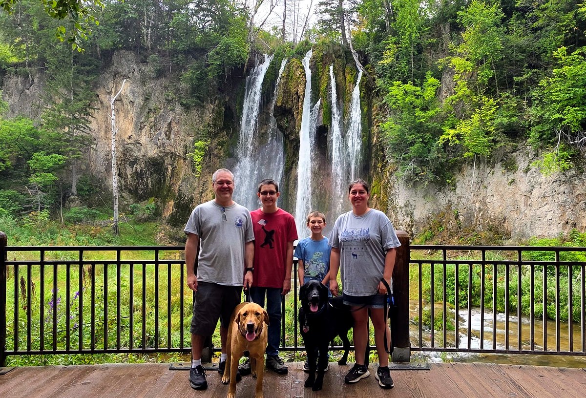 The Bottomley family at Spring Falls, Spearfish Canyon